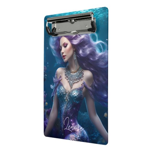 Zeemeermin Paarse Haar Mini Klembord (Angled2)