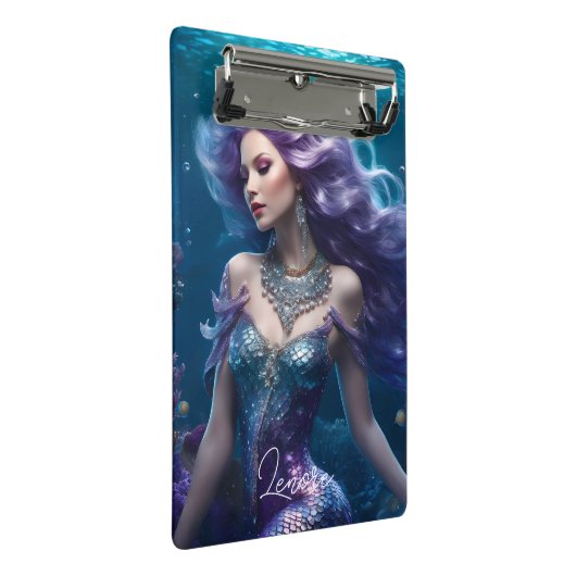 Zeemeermin Paarse Haar Mini Klembord (Schuin)