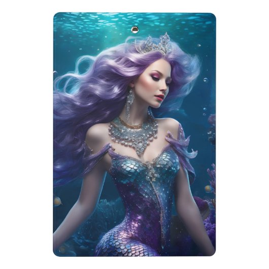 Zeemeermin Paarse Haar Mini Klembord (Achterkant)