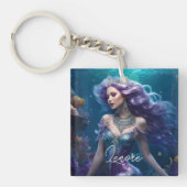 Zeemeermin Paarse Haar Sleutelhanger (Voorkant)