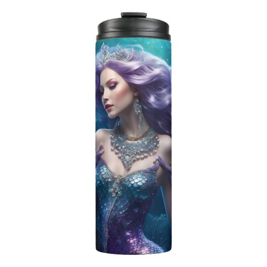 Zeemeermin Paarse Haar Thermosbeker (Voorkant)