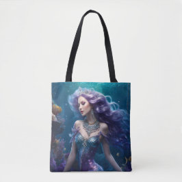 Zeemeermin Paarse Haar Tote Bag