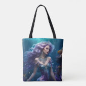 Zeemeermin Paarse Haar Tote Bag (Achterkant)
