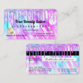 Zeemeermin Paarse Holografische Glitter Druppelt C Visitekaartje (Voorkant / Achterkant)