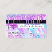 Zeemeermin Paarse Holografische Glitter Druppelt C Visitekaartje (Achterkant)