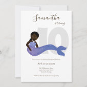 Zeemeermin Paarse Kids Verjaardagsuitnodiging Kaart (Voorkant)