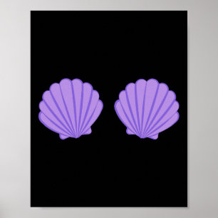Zeemeermin Paarse Schelp Beha Cartoon Grafisch Poster