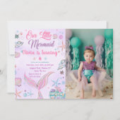 Zeemeermin Paarse Waterverf Verjaardagsfoto Kaart (Voorkant)