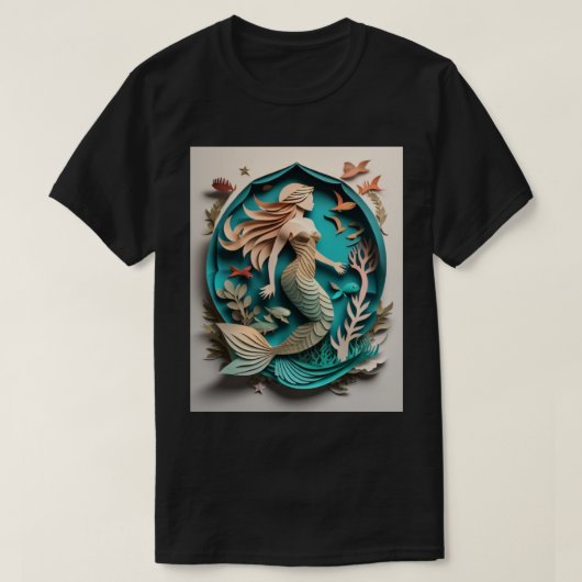 Zeemeermin Paper Art Design T-shirt (Design voorkant)