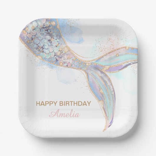 Zeemeermin papier borden papieren bordje (Voorkant)