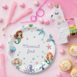 Zeemeermin Partij Onder de Zee Waterverf Papieren Bordje