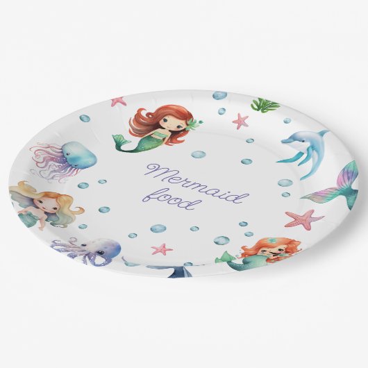 Zeemeermin Partij Onder de Zee Waterverf Papieren Bordje (Gekanteld)