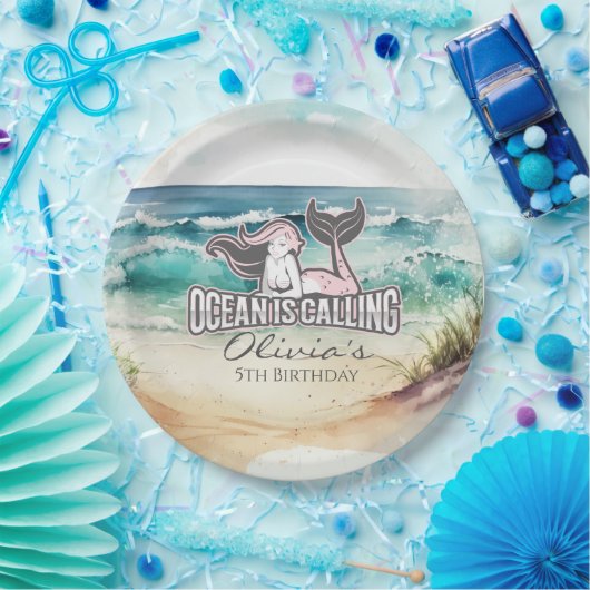 Zeemeermin partij Roze Papier Bord (Feest)