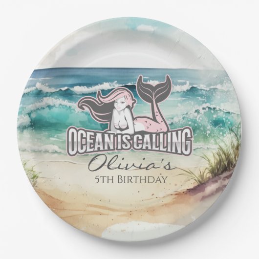 Zeemeermin partij Roze Papier Bord (Voorkant)