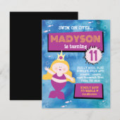 Zeemeermin Party Blauwe Tie Dye Zee Leven Verjaard Kaart (Voorkant / Achterkant)