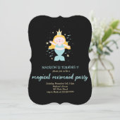 Zeemeermin Party Blondine Aqua Verjaardagsfeest Kaart (Staand voorkant)