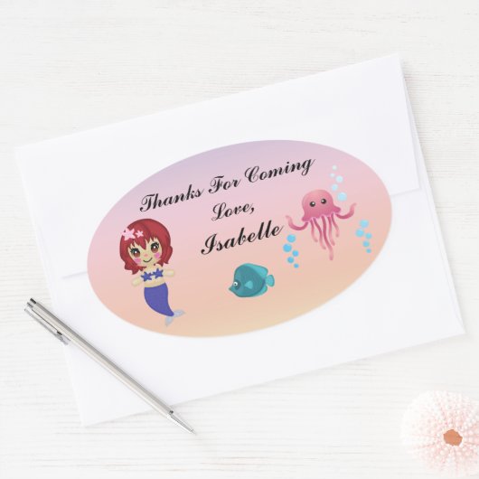 Zeemeermin Party Dank u Sticker (Envelop)