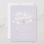 Zeemeermin Party Lila & Gingham Meisjes Verjaardag Kaart (Voorkant)