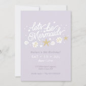 Zeemeermin Party Lila & Gingham Meisjes Verjaardag Kaart (Voorkant)