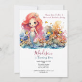 Zeemeermin Party Trendy Populaire Kleine Meisjes V Kaart (Voorkant)