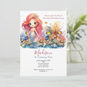 Zeemeermin Party Trendy Populaire Kleine Meisjes V Kaart (Staand voorkant)