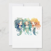 Zeemeermin Party Trendy Populaire Kleine Meisjes V Kaart (Achterkant)