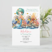 Zeemeermin Party Trendy Populaire Kleine Meisjes V Kaart (Staand voorkant)