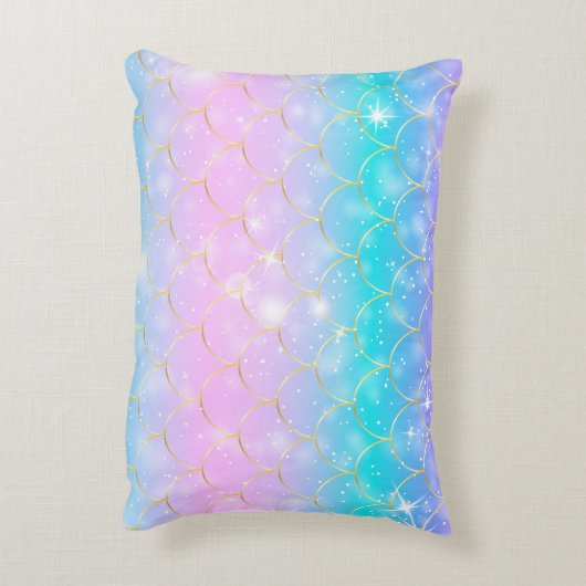 Zeemeermin patroon, aangepaste monogram accent kus accent kussen (Achterkant (Verticaal))