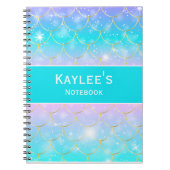 Zeemeermin patroon, Aangepaste monogram meisjes Notitieboek (Voorkant)