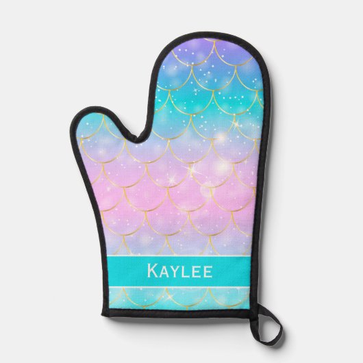 Zeemeermin patroon, Aangepaste monogram meisjes Ovenwant (Voorkant)