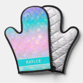 Zeemeermin patroon, Aangepaste monogram meisjes Ovenwant (Voorkant / Achterkant)