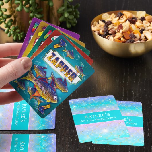 Zeemeermin patroon, Aangepaste monogram meisjes Pokerkaarten (Insitu)