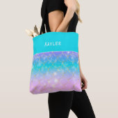 Zeemeermin patroon, Aangepaste monogram meisjes Tote Bag (Dichtbij)