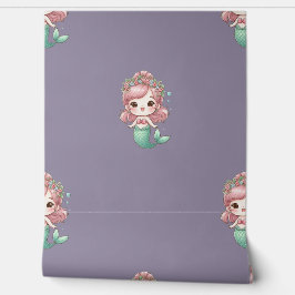 Zeemeermin Patroon Groen Koraal Roze Blauw Paarse Behang