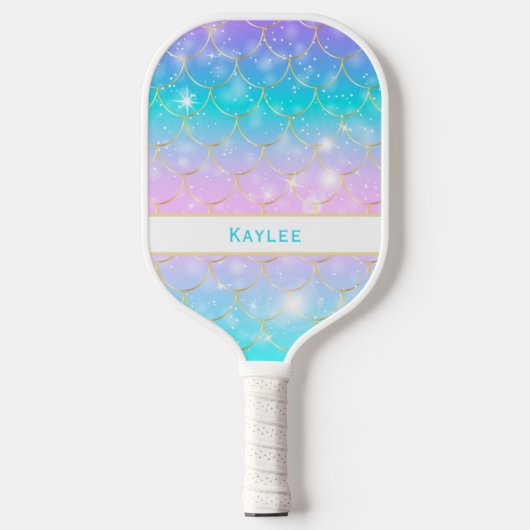 Zeemeermin patroon, Meisjes aangepaste monogram Pickleball Paddle (Voorkant)
