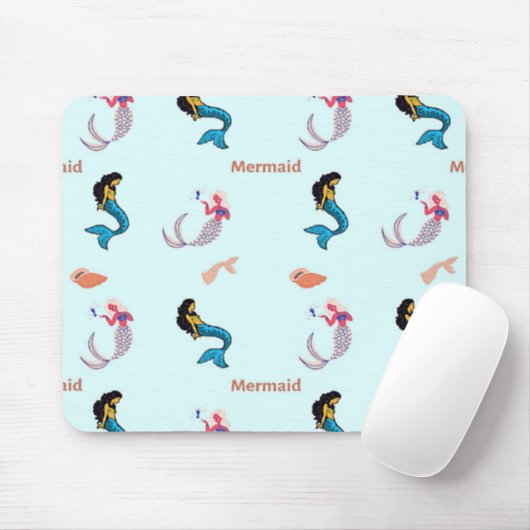 Zeemeermin patroon op blauw muismat (Met muis)