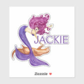 Zeemeermin Persoonlijke naam Cute Paars Sticker (Vel)