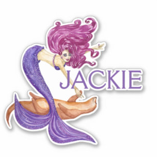Zeemeermin Persoonlijke naam Cute Paars Sticker