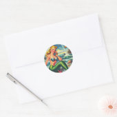  zeemeermin pin up ronde sticker (Envelop)