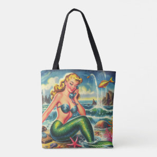 zeemeermin pin up tote bag