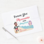 Zeemeermin & Pirate gezamenlijke verjaardagsfeestj Vierkante Sticker (Envelop)