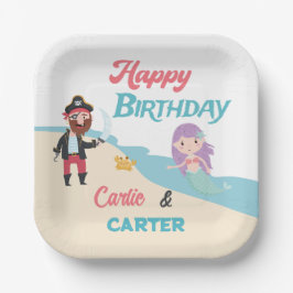 Zeemeermin & Piraten gezamenlijke verjaardagsfeest Papieren Bordje