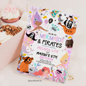 Zeemeermin & Piraten Verjaardagsfeestuitnodiging O Kaart