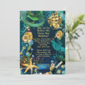 Zeemeermin Piratenpartij Uitnodigingen (Staand voorkant)