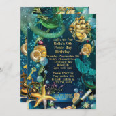 Zeemeermin Piratenpartij Uitnodigingen (Voorkant / Achterkant)