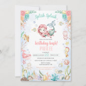 Zeemeermin plons onder het Zee Zwembad Party Verja Kaart (Voorkant)