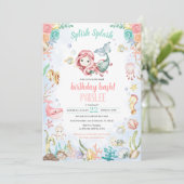 Zeemeermin plons onder het Zee Zwembad Party Verja Kaart (Staand voorkant)