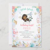 Zeemeermin plons onder het Zee Zwembad Party Verja Kaart (Voorkant)