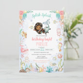 Zeemeermin plons onder het Zee Zwembad Party Verja Kaart (Staand voorkant)