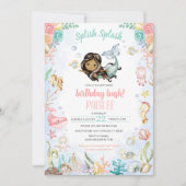 Zeemeermin plons onder het Zee Zwembad Party Verja Kaart (Voorkant)